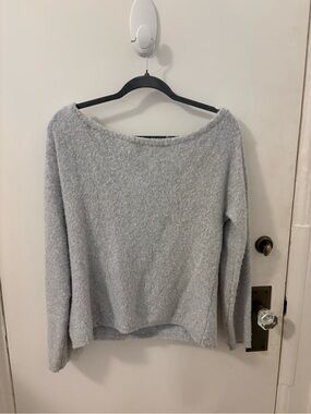 Abercrombie & Fitch Heather Gray Off-the-Shoulder Cozy Knit Sweater